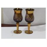 A Pair of Gold Guilted Bohemian Small Glass Cups