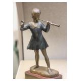 Art Deco Bronze Girl with Trumpet