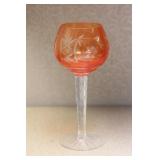 Orange Cut Glass Goblet