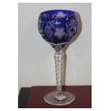 Blue Color Cut Glass Goblet