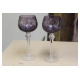 Pair of Amethyst Cut Glass Goblets