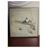 Exception Cat and Bird Japanese Painting