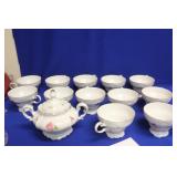 Set of 12 Johann Haviland Cups and Sugar Container