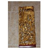 Gold Gilt Chinese Panel Depicts a Fight scene