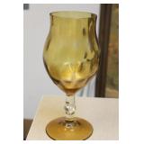 Amber Colour Glass Stem Vase