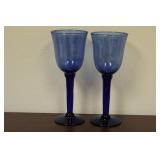 A Pair of Blue Glass Goblets