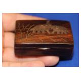 A Brass Inlaid Wooden Trinket Box