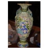 Antique Japanese Moriage Two Handle Vase