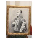 Oil on Board Black and White Painting