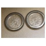 Lot of 2 Silverplated and Glass Coasters