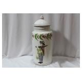 A Ceramic or Clay Portugese Lidded Jar