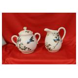 Set of Two Japanese Kutani? Cream and Sugar