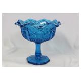 A Pressed Glass Blue Stem Bowl
