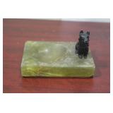 An Art Deco Period Onyx and Metal Dog Coin Tray