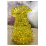 Ruffle Edge Yellow Glass Vase