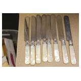 Lot of 8 Mother of Pearl and Sterling Hand Knives