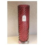 Pilgrim Cranberry Cylinder Vase