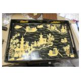 Chinese Lacquer Tray on Wood