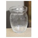 Clear Etched Glass Small Vase