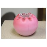 Peach Bloom Pink Satin Glass Bowl