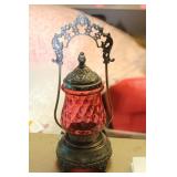 Victorian Cranberry Ornate Pickle Castor