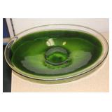 Green Artglass Stem Plate