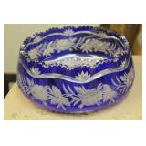 Cobalt Blue Cut Glass  Center Bowl