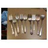 Lot of 9 Silverplate Serving Forks