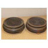 lot of 2 vintage carved Chinese wooden vase stands