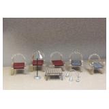 Lot of 9 vintage doll house furniture