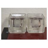 Pair of Vera Wang Crystal Candle Holders