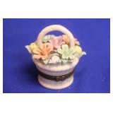 Floral Basket Ceramic Trinket Box