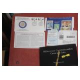 Great Britain Five Pound Stamp and Coin