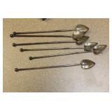 Set of Six Sterling Leaf Straws/Stirrer