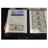 Uncut $1.00 Sheet of 4 plus $2.00 Note