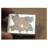 Vintage Floral and Metal Pill Box