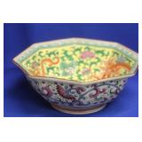 Chinese Famille Jaune Octangle Bowl