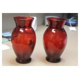 Pair of Red Glass Vases