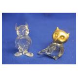 Lot of 2 Glass Owls