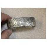 Oriental Pewter Bangle Bracelet