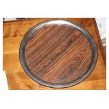 Silverplate and Wood Round Tray