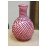 Vintage Swirl Pink Art Glass Vase