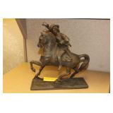 Antique Metal Horse and Rider