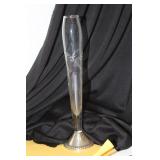 A Sterling Base Etched Glass Vase
