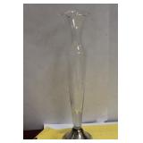 A Sterling Base Etched Glass Vase