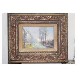 Signed Oil on Board Street Scene