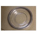 Sterling Silver Rim Etched Glass Plate