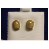 A 14 Kt Gold and Tiger Eye Stone Pair of Earring
