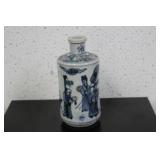 A Signed Chinese Blue, White and Copper Red Bottle