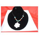 A Coral - Torquoise - Mother of Pearl Necklace